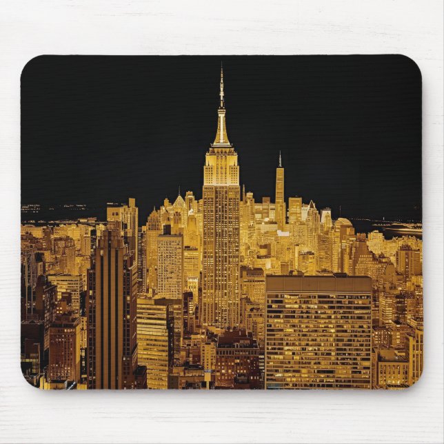 Golden Night Skyline från New York City Musmatta (Framsidan)