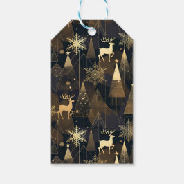 Golden Noir Christmas Forest Presentetikett