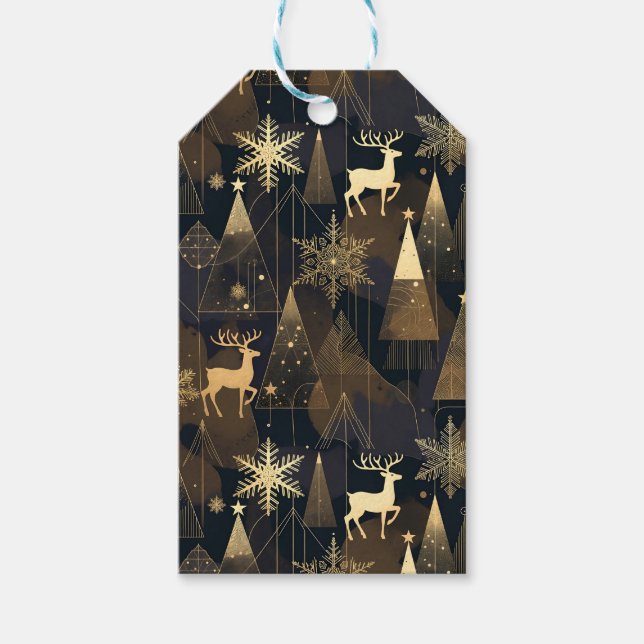 Golden Noir Christmas Forest Presentetikett (Framsidan)