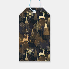 Golden Noir Christmas Forest Presentetikett
