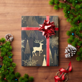 Golden Noir Christmas Forest Presentpapper