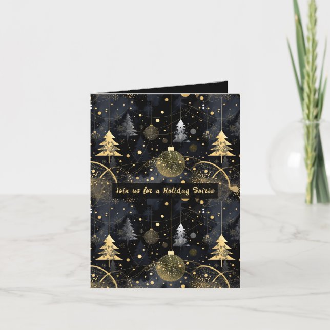 Golden Noir Christmas Inbjudan (Framsida)