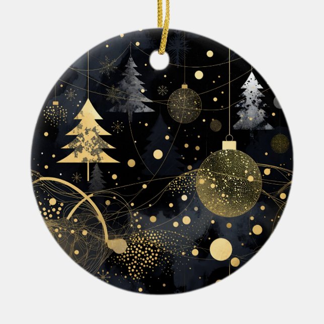 Golden Noir Christmas Julgransprydnad Keramik (Framsidan)