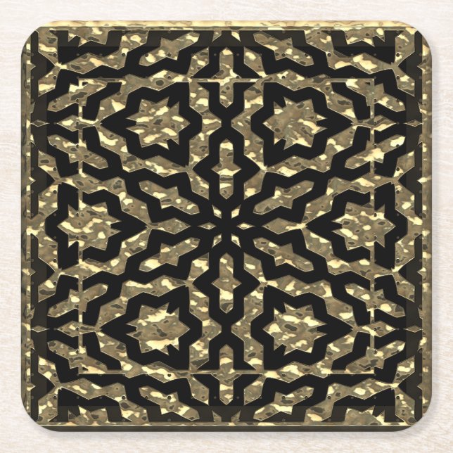 Golden Nuggets Mönster Underlägg Papper Kvadrat (Framsidan)