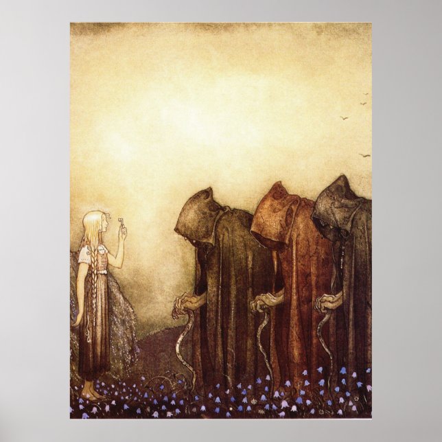 "Golden Nyckel" John Bauer Watercolor Poster (Framsidan)