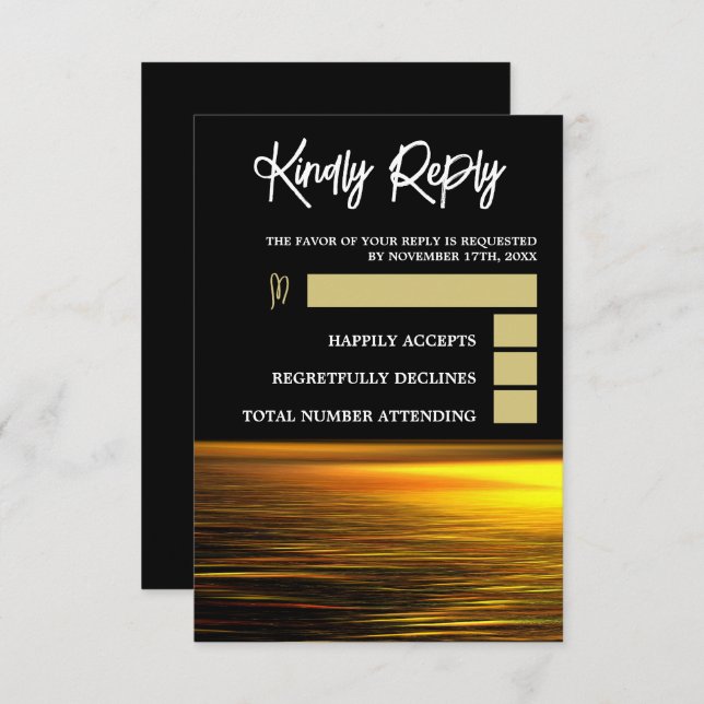 Golden Ocean, Elegant Beach Wedding OSA Kort (Fram/baksida)