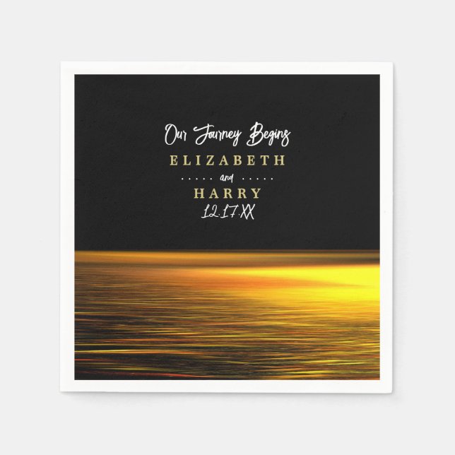 Golden Ocean, Elegant Beach Wedding Pappersservett (Framsidan)