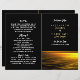 Golden Ocean, Elegant Beach Wedding Program