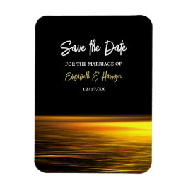 Golden Ocean, Elegant Beach Wedding Spara datum Magnet