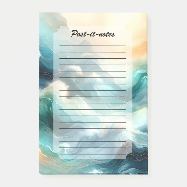 Golden Ocean Flow Abstract Waves Post-it Block (Framsida)