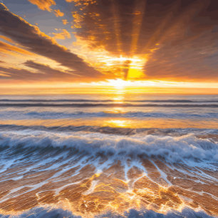 Golden Ocean Sunrise Clock Stor Klocka