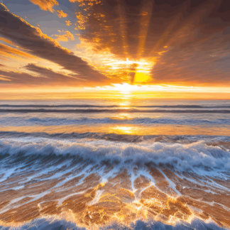 Golden Ocean Sunrise Clock Stor Klocka