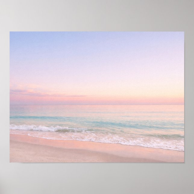 Golden Ocean Sunset Horizon Calm Sea Poster (Framsidan)