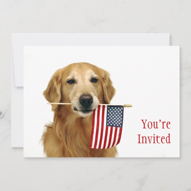 Golden och American Flagga Inbjudningar (Framsida)