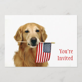 Golden och American Flagga Inbjudningar