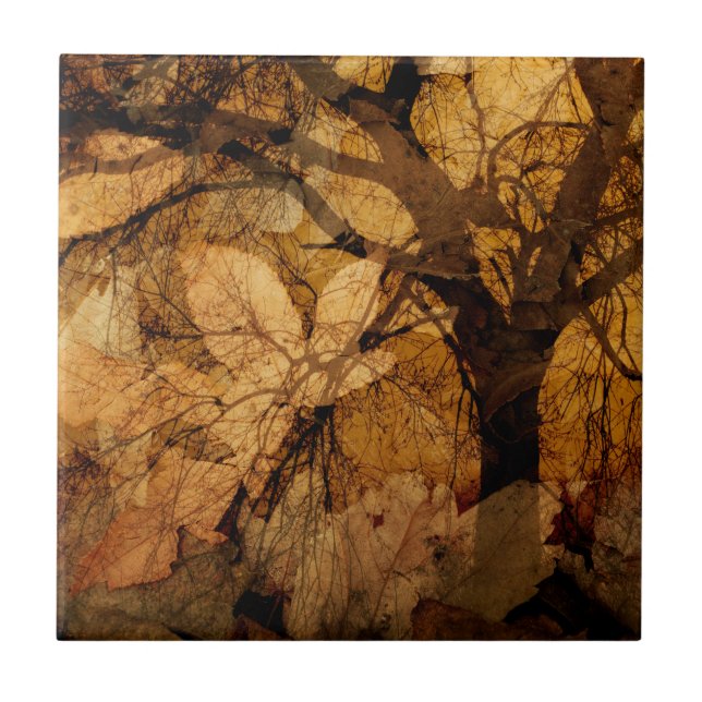 Golden och Brown Löv| Merritt Island, FL Kakelplatta (Framsidan)