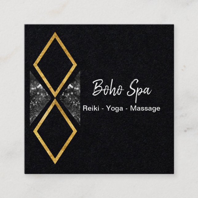 Golden och Gliiter Geometric Boho Fyrkantigt Visitkort (Framsida)