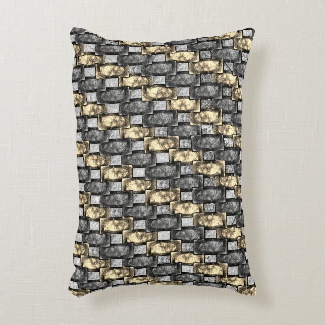 Golden- och grått-färg, kardad rektangulär delar prydnadskudde (Framsidan(Vertikal))