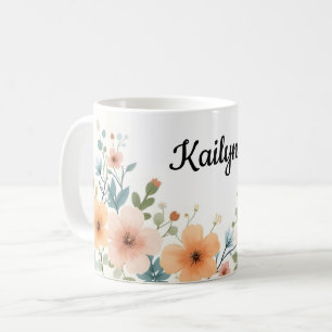 Golden och Ivory Flowers Kaffemugg
