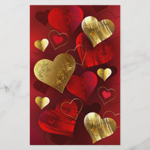 Golden- och rödfärgade valentineser brevpapper