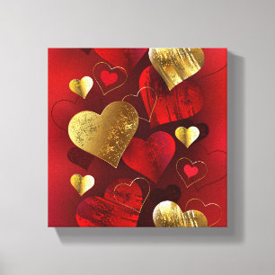 Golden- och rödfärgade valentineser canvastryck
