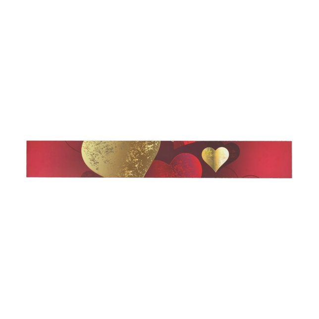 Golden- och rödfärgade valentineser etikettband (Individuell)