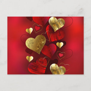 Golden- och rödfärgade valentineser helg vykort