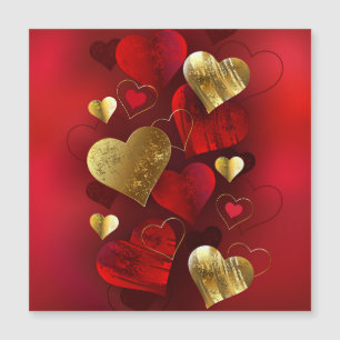 Golden- och rödfärgade valentineser magnetisk inbjudningskort