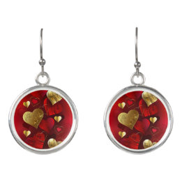 Golden- och rödfärgade valentineser örhängen