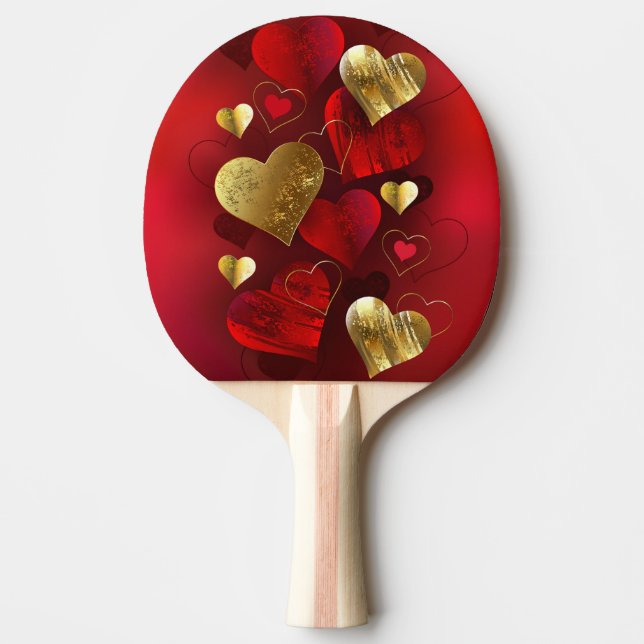 Golden- och rödfärgade valentineser pingisracket (Framsidan)