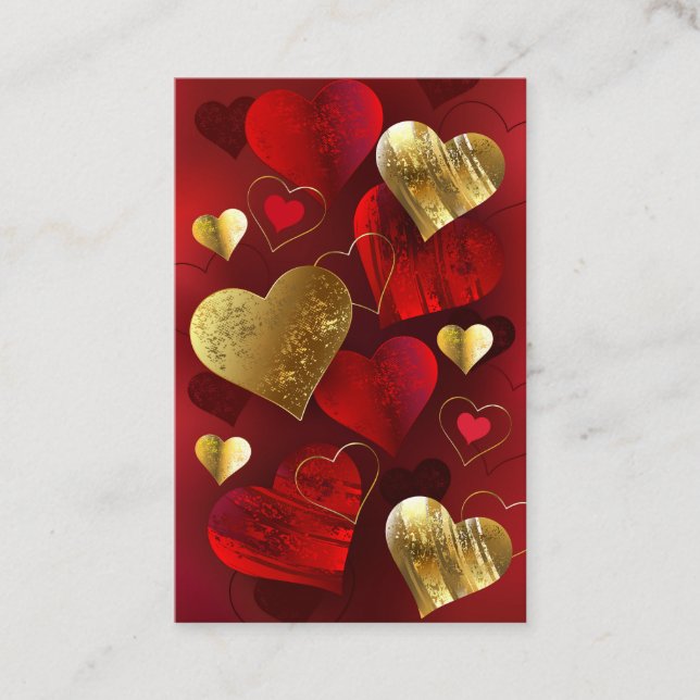 Golden- och rödfärgade valentineser rabattkort (Framsida)