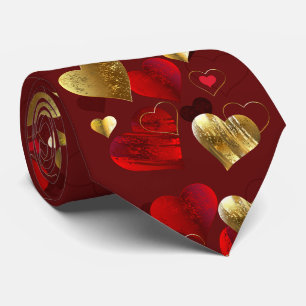 Golden- och rödfärgade valentineser slips