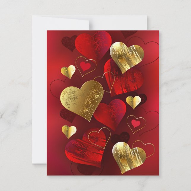 Golden- och rödfärgade valentineser spara datumet (Framsida)