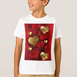 Golden- och rödfärgade valentineser t shirt