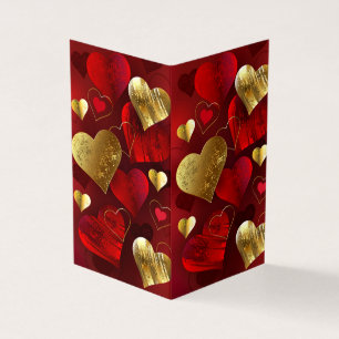 Golden- och rödfärgade valentineser visitkort