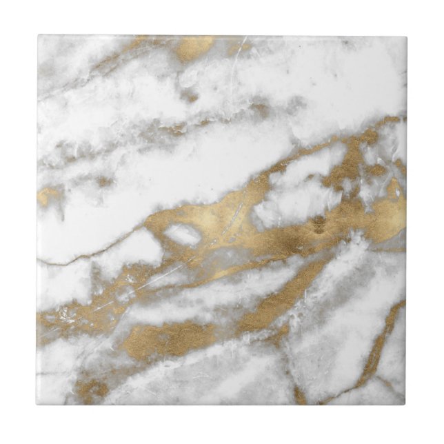 Golden och White Marble Kakelplatta (Framsidan)