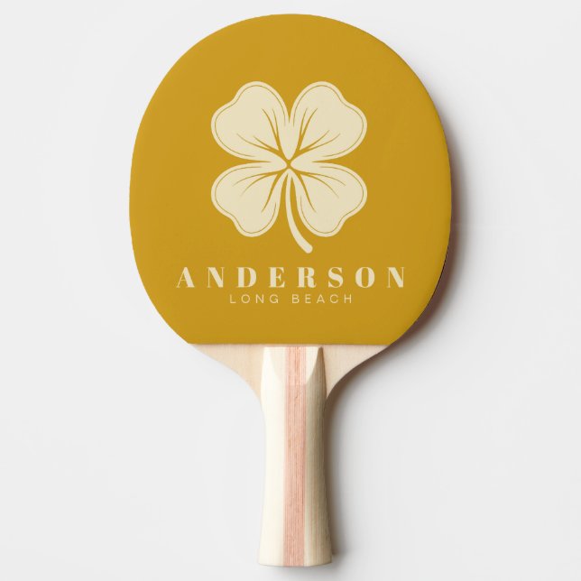 Golden Ochre Four Leaf Clover with Name Pingisracket (Framsidan)