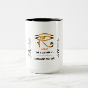 Golden Öga of Horus design på engelska och italien Mugg