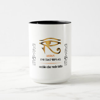 Golden Öga of Horus design på engelska och italien Mugg