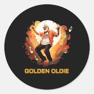 Golden Oldie - Roligt design med en högre man-dans Runt Klistermärke