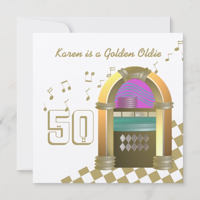 Golden Oldies Juke Box Inbjudningar (Framsida)