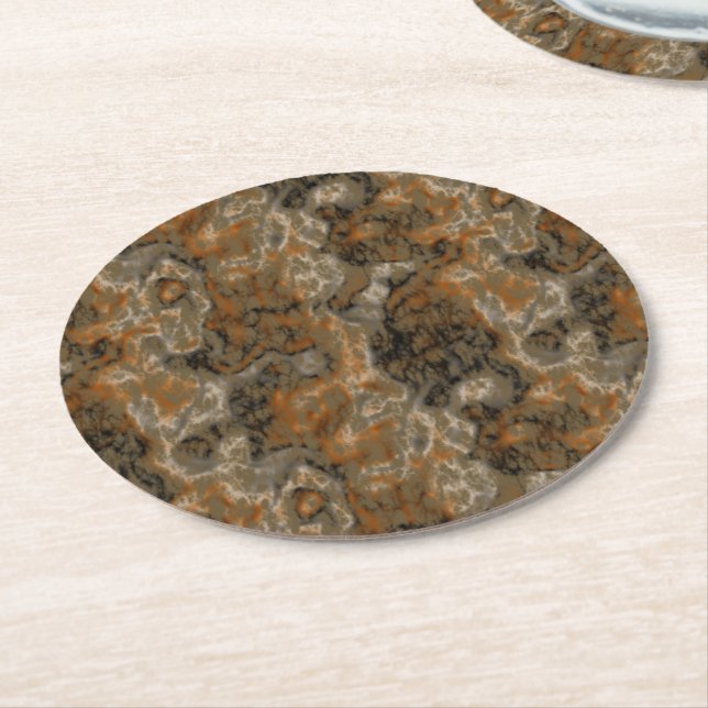 Golden Olive Marble Underlägg Papper Rund (Vinklad)