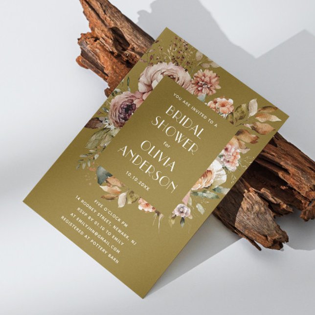 Golden Olive Möhippa | Rustic Boho Garden Inbjudningar (Skapare uppladdad)