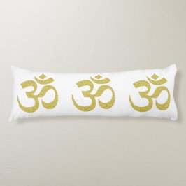 Golden Om-buddhist-symbol för vit kroppspillow Kroppskudde