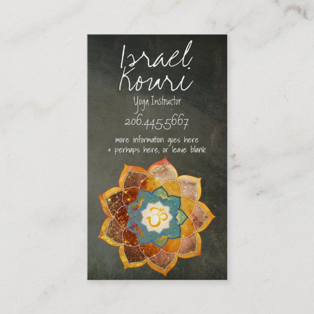 Golden Om Flower Mandala Design Visitkort (Framsida)