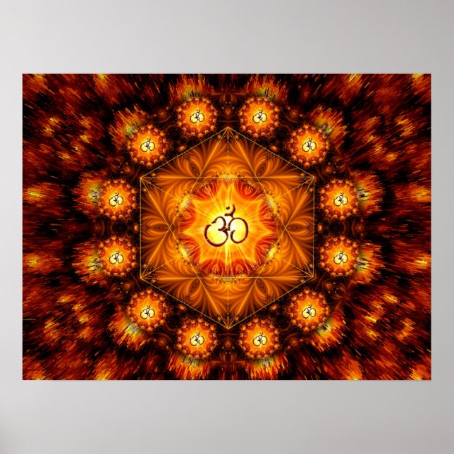 Golden Om Fractal mandala Poster (Framsidan)