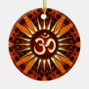 Golden OM Organic Bra Energy Ceramic Ornament
