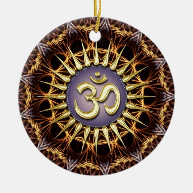 Golden OM Tapestry Weave Ceramic Ornament (Framsidan)