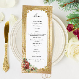 Golden Opulence-julen Blommigt Bröllop Meny