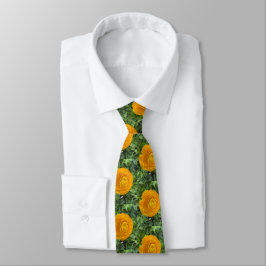 Golden Orange Blommigt Tie Slips